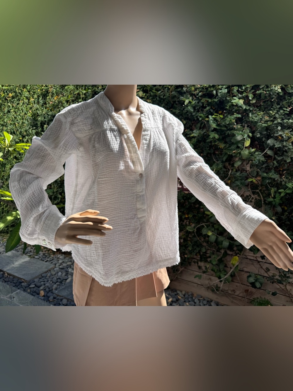 Free People White Textured Gauze Pullover Tunic
